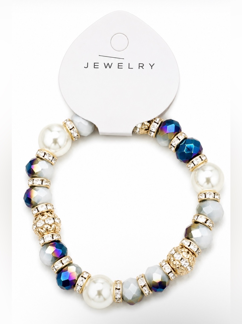Chloe Accessory Blue Iridescent Beaded Stretch Bracelet